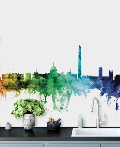 Decorazione murale con lo skyline di Washington D.C.
