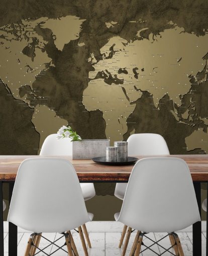 bronzefarbenes Weltkarten-Wandbild bronzefarbenes Weltkarten-Wandbild