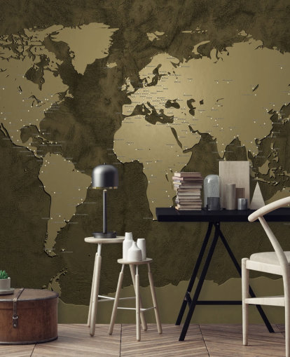 bronze colored world map mural bronze colored world map mural