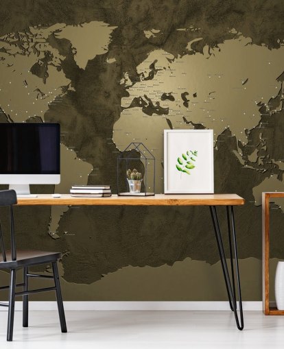 bronzefarbenes Weltkarten-Wandbild bronzefarbenes Weltkarten-Wandbild