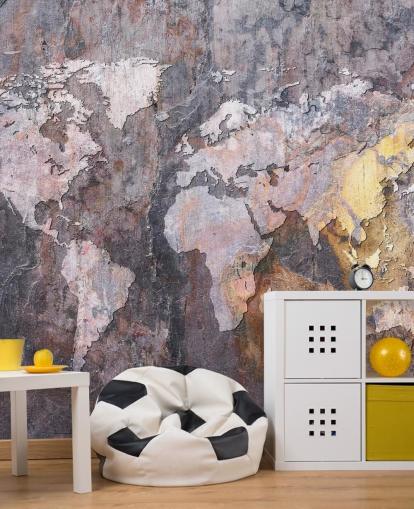 mural de papel pintado de piedra con mapa del mundo mural de papel pintado de piedra con mapa del mundo