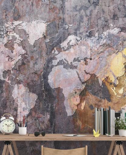 mural de papel pintado de piedra con mapa del mundo mural de papel pintado de piedra con mapa del mundo