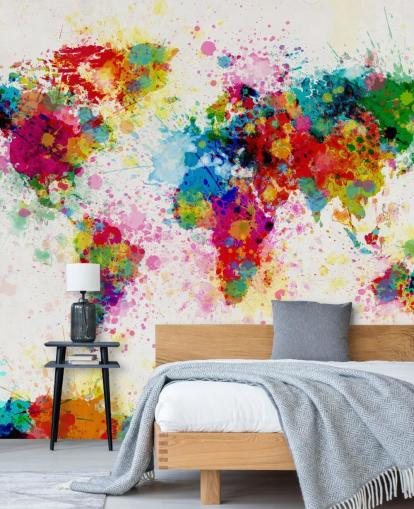 papier peint mural coloré de la carte du monde