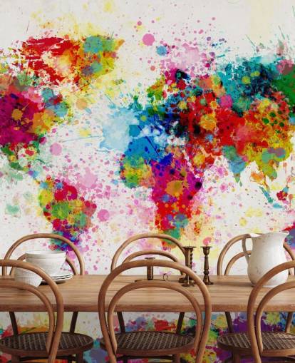 mural de papel de parede colorido do mapa do mundo