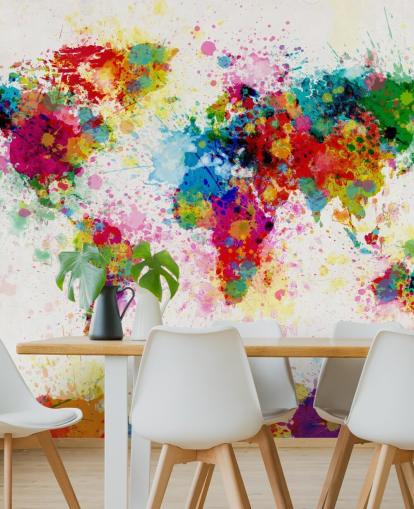 papier peint mural coloré de la carte du monde