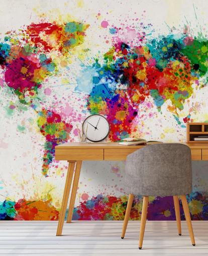 colorido mural de papel pintado con mapa del mundo