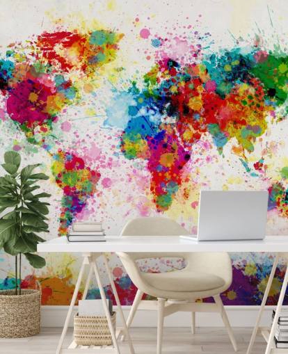 papier peint mural coloré de la carte du monde