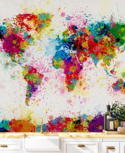 colorful world map wallpaper mural colorful world map wallpaper mural
