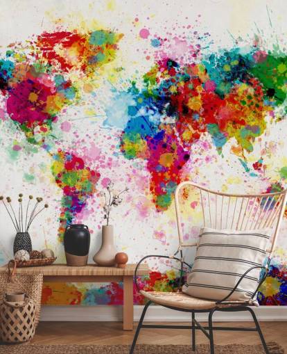 colorido mural de papel pintado con mapa del mundo