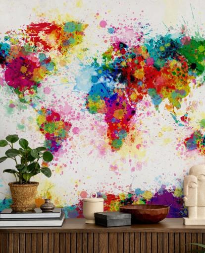 papier peint mural coloré de la carte du monde