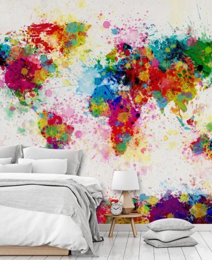 mural de papel de parede colorido do mapa do mundo mural de papel de parede colorido do mapa do mundo
