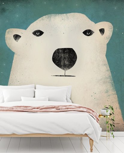 Decorazione murale con muso di orso polare scontroso
