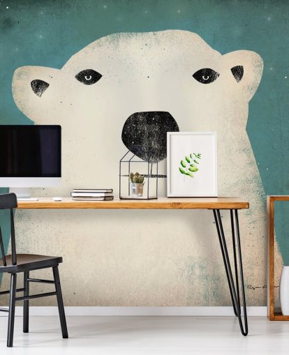 Grumpy Eisbär Gesicht Cartoon Wandgemälde Grumpy Eisbär Gesicht Cartoon Wandgemälde