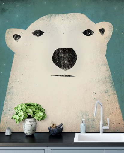 Grumpy Eisbär Gesicht Cartoon Wandgemälde Grumpy Eisbär Gesicht Cartoon Wandgemälde