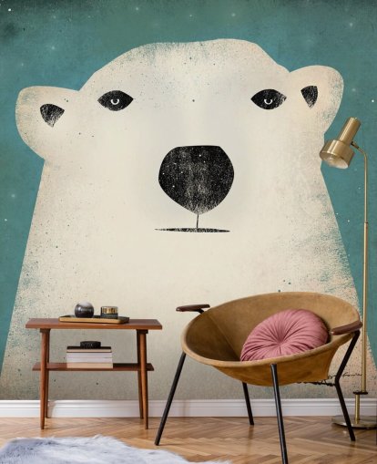 Grumpy Eisbär Gesicht Cartoon Wandgemälde Grumpy Eisbär Gesicht Cartoon Wandgemälde