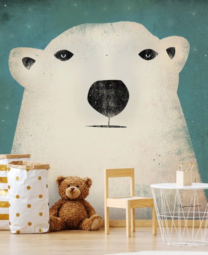 Decorazione murale con muso di orso polare scontroso