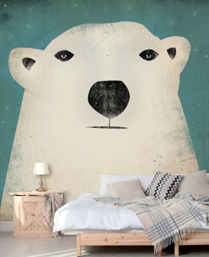 Grumpy Polar Bear Face Cartoon Wall Mural Grumpy Polar Bear Face Cartoon Wall Mural