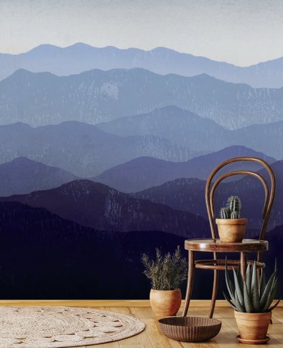 papel pintado de montaña azul y morado