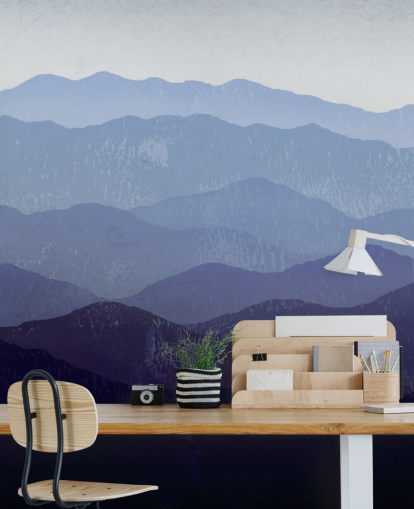 papel pintado de montaña azul y morado