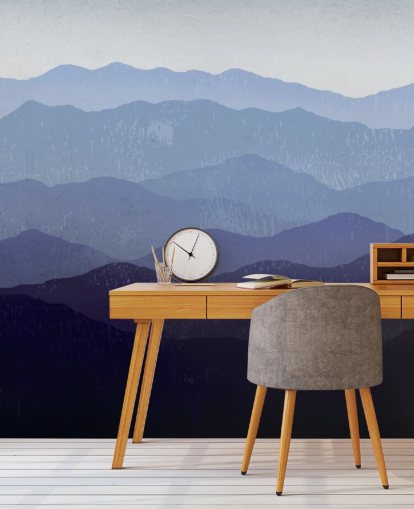 carta da parati montagna blu e viola