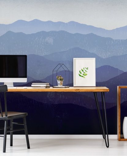 papel de parede de montanha azul e roxo