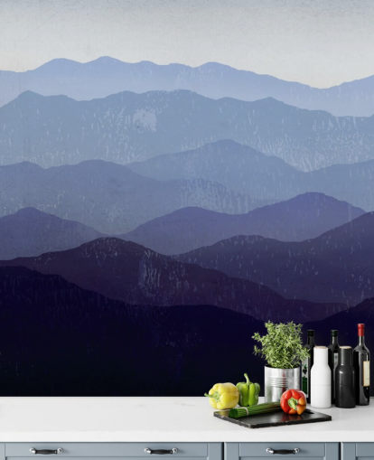 carta da parati montagna blu e viola