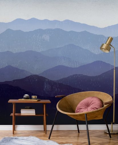 papel pintado de montaña azul y morado