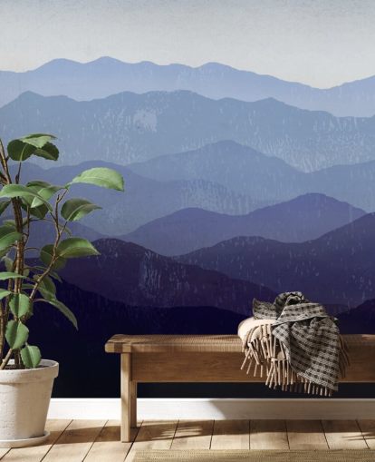 carta da parati montagna blu e viola