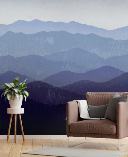 blauw en paars bergbehang