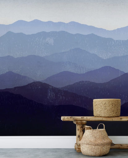 papel de parede de montanha azul e roxo