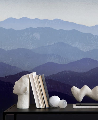 papel pintado de montaña azul y morado