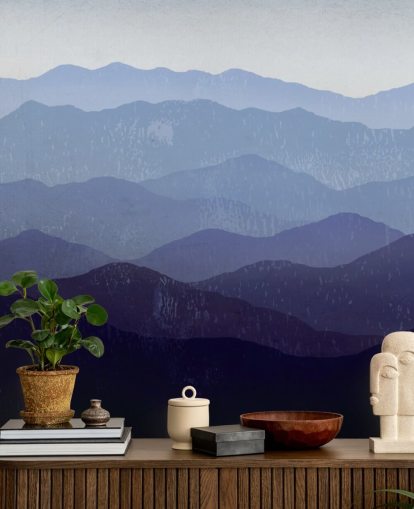 carta da parati montagna blu e viola