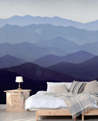 carta da parati montagna blu e viola