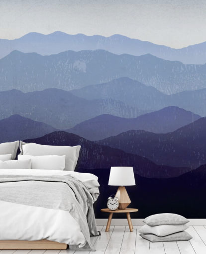 papier peint de montagne bleu et violet