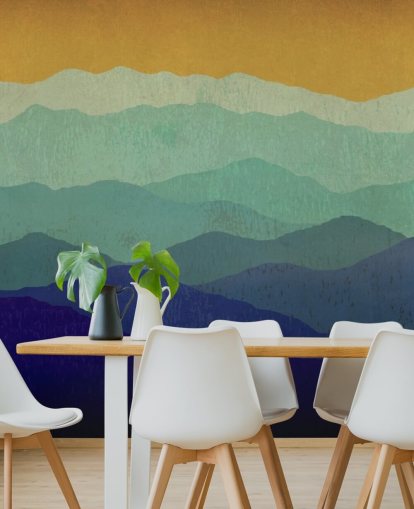 blue and mustard mountains wallpaper