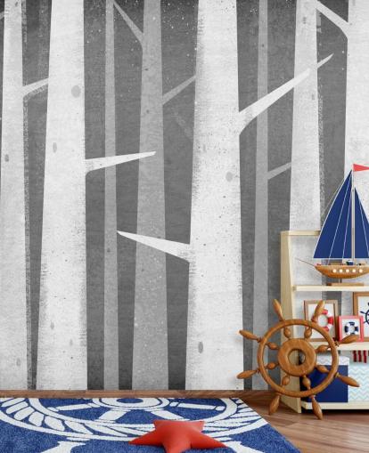 Birch Winter Woods Baggrund Birch Winter Woods Baggrund