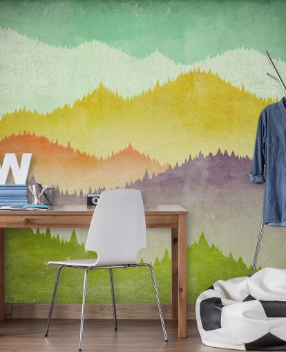 farverige bjerge tapet