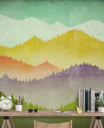 papel pintado montañas coloridas