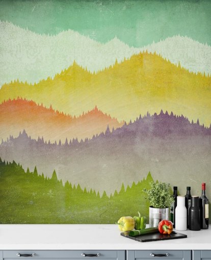 papel pintado montañas coloridas