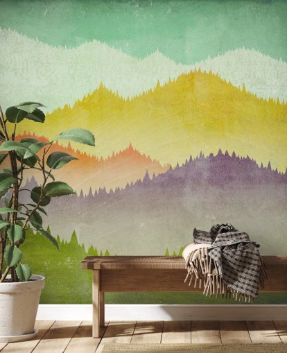 papel pintado montañas coloridas