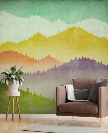 kleurrijke bergen behang