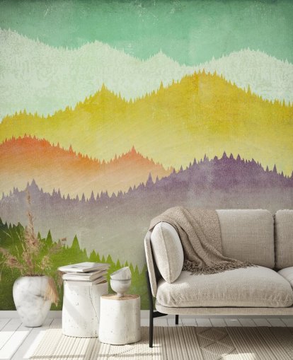 papel pintado montañas coloridas