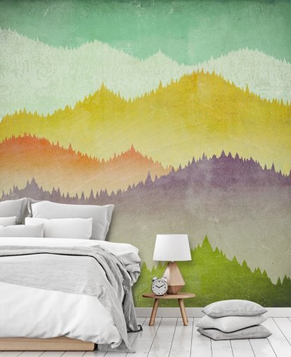 kleurrijke bergen behang