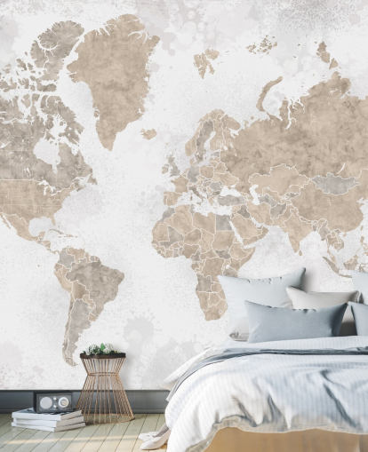 world map mural in neutral colours world map mural in neutral colours