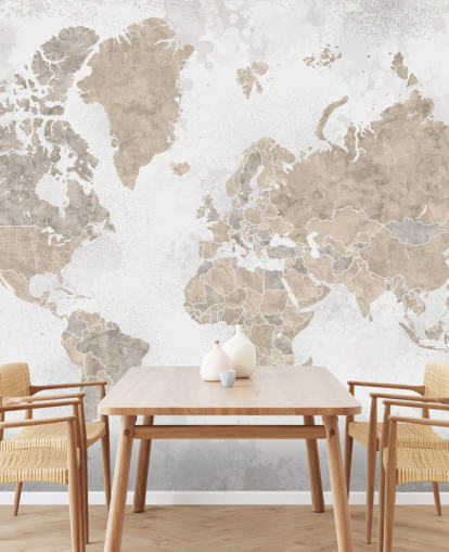 mural de mapa del mundo en colores neutros mural de mapa del mundo en colores neutros