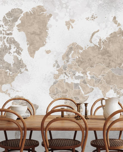 world map mural in neutral colours world map mural in neutral colours