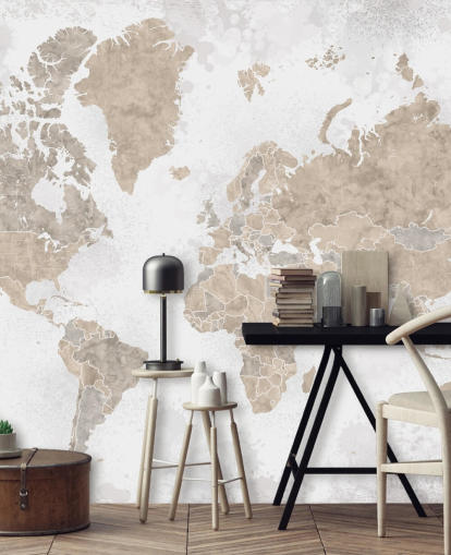 world map mural in neutral colours world map mural in neutral colours