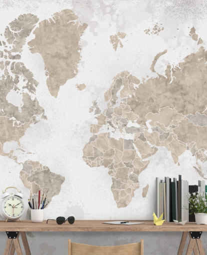 world map mural in neutral colours world map mural in neutral colours