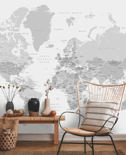 world map mural with capital cities in grey world map mural with capital cities in grey