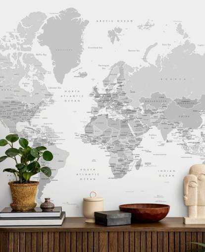 world map mural with capital cities in grey world map mural with capital cities in grey